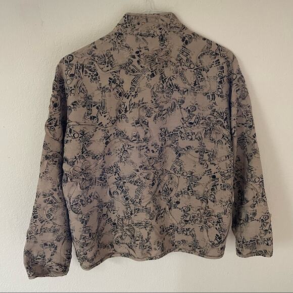 CHICO’S Silk Textured Eclectic Grandma-Style Abstract Jacket Vintage Core Layer - Picture 3 of 11